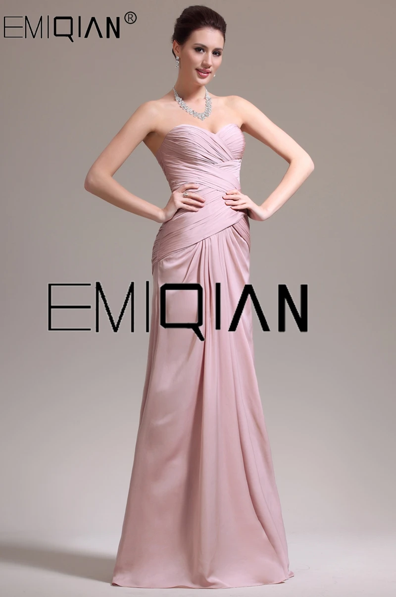 

Strapless Evening Dress Long Mermaid Dusty Pink Robe De Soiree With Criss-Cross Pleats Party Prom Dresses платье вечернее