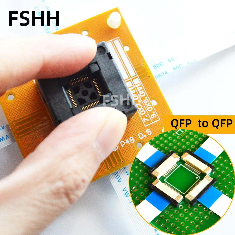 QFP48 to QFP48 test socket TQFP48 LQFP48 Pitch 0.5mm to 0.5mm chip does not need to be welded online test socket adapter