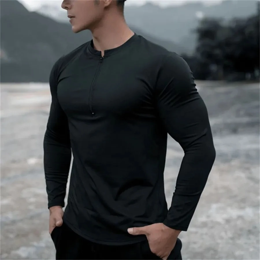 Men\'s Quick Drying Running Long sleeve T-shirt Sport Gym Tight Fitting T-shirt Training T shirts Fitness Top Oversized Clothing