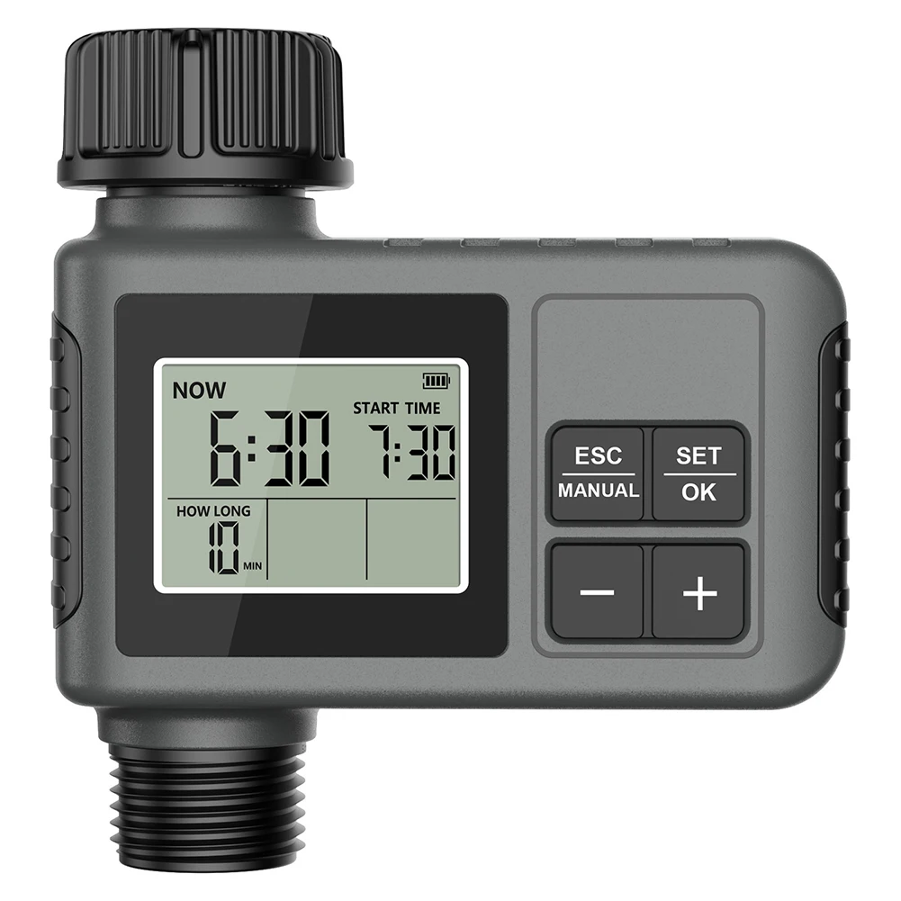 

Programmable Watering Timer with Rain Delay Large LCD Display Adjustable Start Times Duration for Garden and Lawn Irrigation