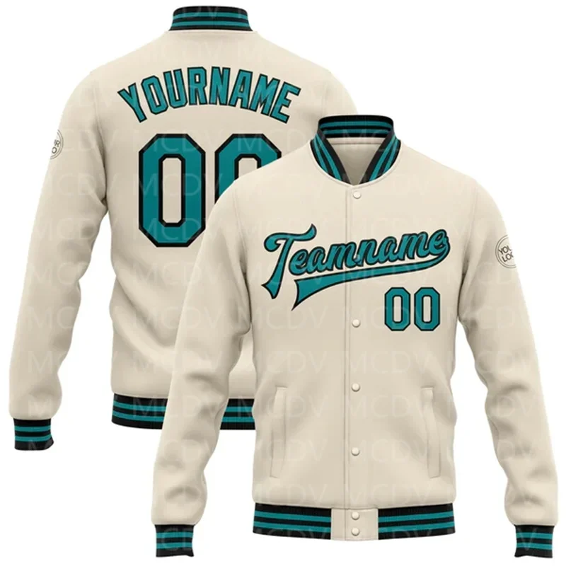 Custom Or Teal-Black Bomber Full-Snap Varsity Letterman Jacket