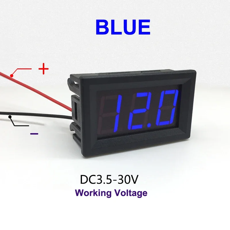 تيار مستمر 3.5-30 فولت سيارة رقمية الفولتميتر السيارات الجهد متر الأحمر/الأزرق/الأخضر 12 فولت 24 فولت دراجة نارية مركبة LED عرض جهاز قياس الجهد الكهربائي #5