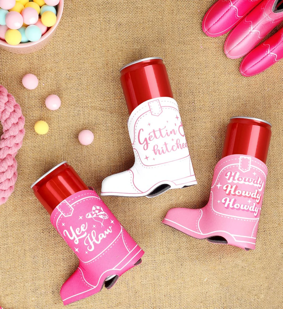 Cute Boot Drink Holders 2pc set, Bachelorette Party Drink Covers for party Insulated Drink Holders Cowgirl Party Decorations