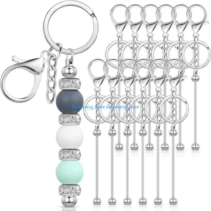 

573B Versatile 12 Pieces Beadable Keyring Set for Homemade Bag Charm and Keychain
