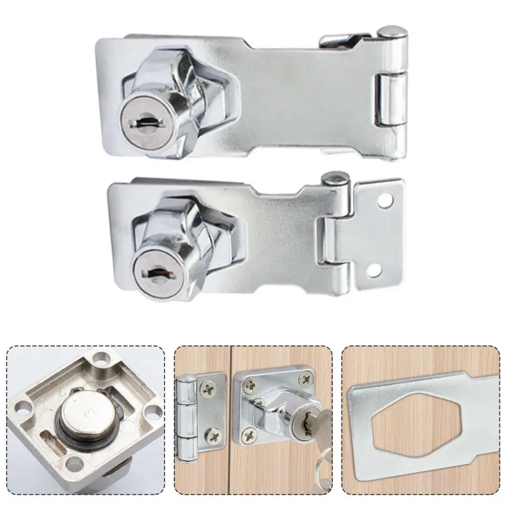 Heavy Duty Keyed Hasp Lock Iron and Stainless Steel Cabinet Lock for Cupboards Desk Showcase Wine Cabinet Display Locker Anti