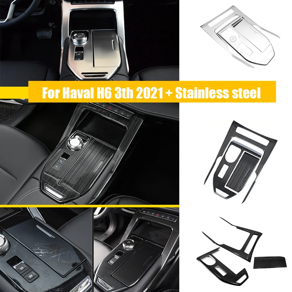 

For Haval H6 3th Gen 2021 2022 Stainless Steel Car gear shift knob frame panel Decoration sticker Cover Trim Auto Accessories