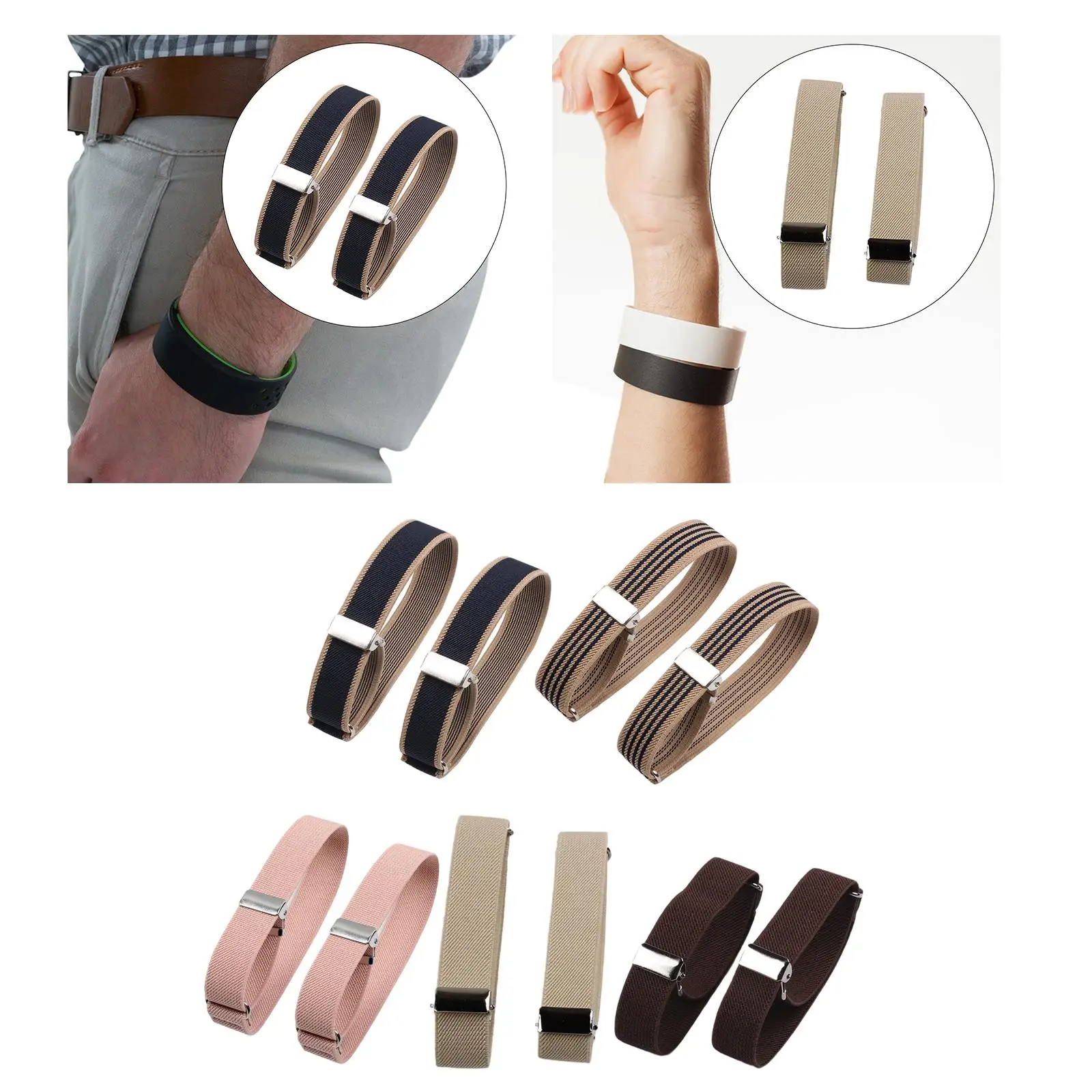 2Pcs Elastic Armbands Adjustable Shirt Sleeve Holders Hold up Sleeve Garters for Clothing Accessories Restaurant Servers Outdoor