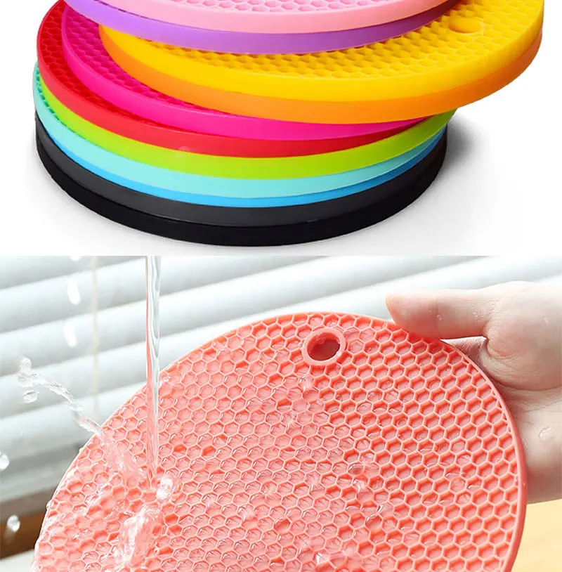 18cm Runde Silikon-Tischmatte Extra Dickes Tischset Offene Wabenstruktur Rutschfest Hitzebeständig Untersetzer für Kaffeebecher – Detail 8