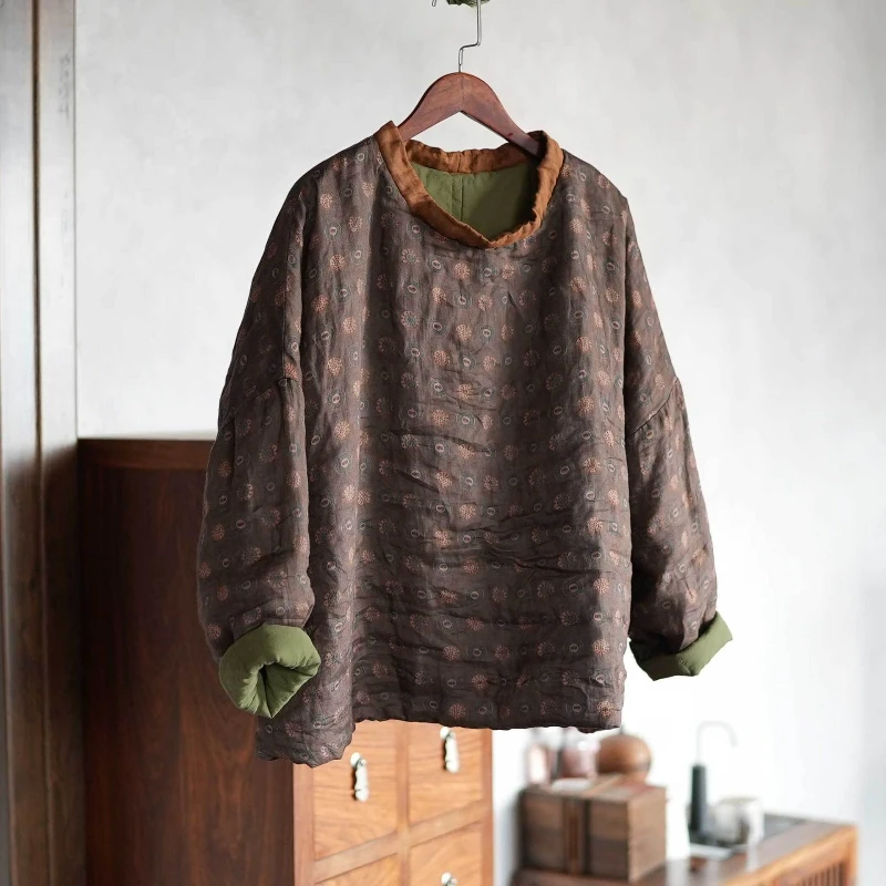 الرجعية الأزهار المطبوعة س الرقبة المرأة بسيطة السببية كل مباراة كاريكاتير بلوزات الإناث القطن مبطن الملابس الشارع ارتداء البلوز