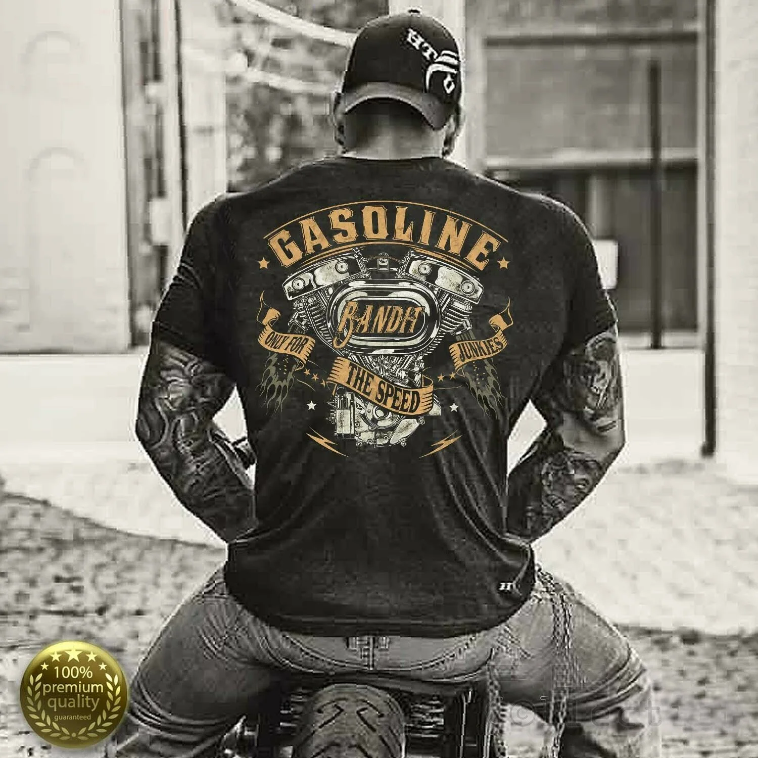 Respect for Bikers Gasoline V-Twin Engine Chopper Motorcyclist T-Shirt 100% Cotton O-Neck Short Sleeve Casual Mens T-shirt