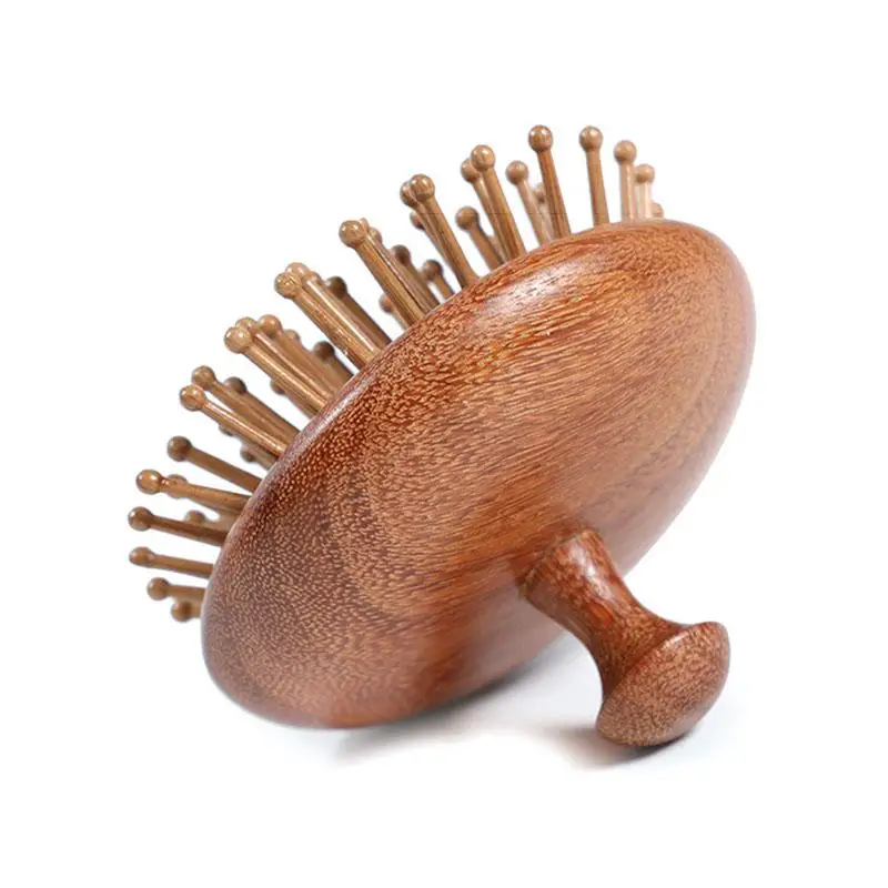 

Многофункциональный массажер для головы из натурального сандалового дерева, расческа для терапии кожи головы, круглый зуб, гуаша, соскабливающий массажер для тела для релаксации