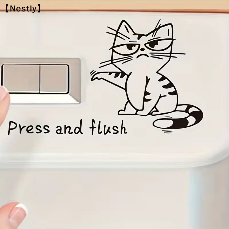 1/3pcs Cartoon Cat Toilet Sticker 