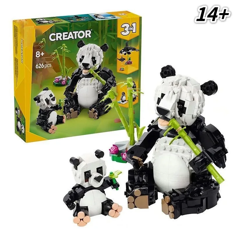 2026 Neu 626 Teile 31165 3-in-1 Kreatives Wildtier-Panda-Bausteinset Feine Verarbeitung Hochwertiges Kleines Geschenk