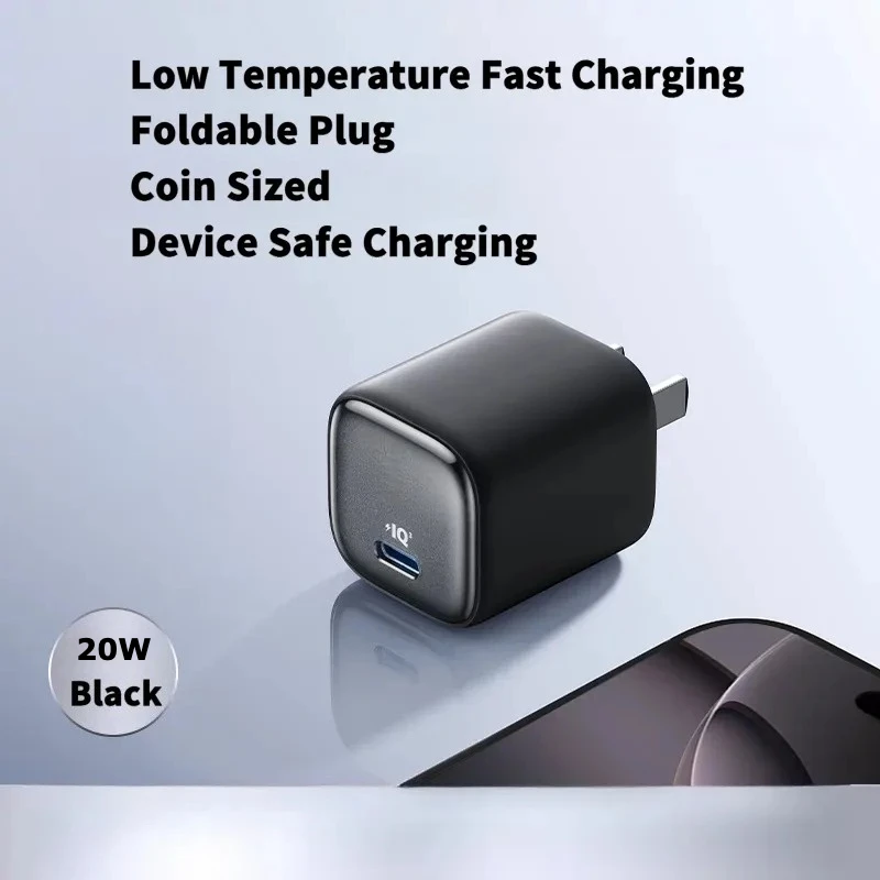 New Fast Charger Compatible With Anker 20W Black Ice Cooling US Standard 100V‑240V + Charging Cable
