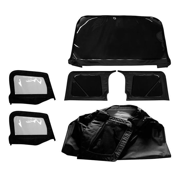 Soft Top Black Diamond Sailcloth for Jeep Wrangler JK 4-Door 2010-2018 -    Roof with Removable Side