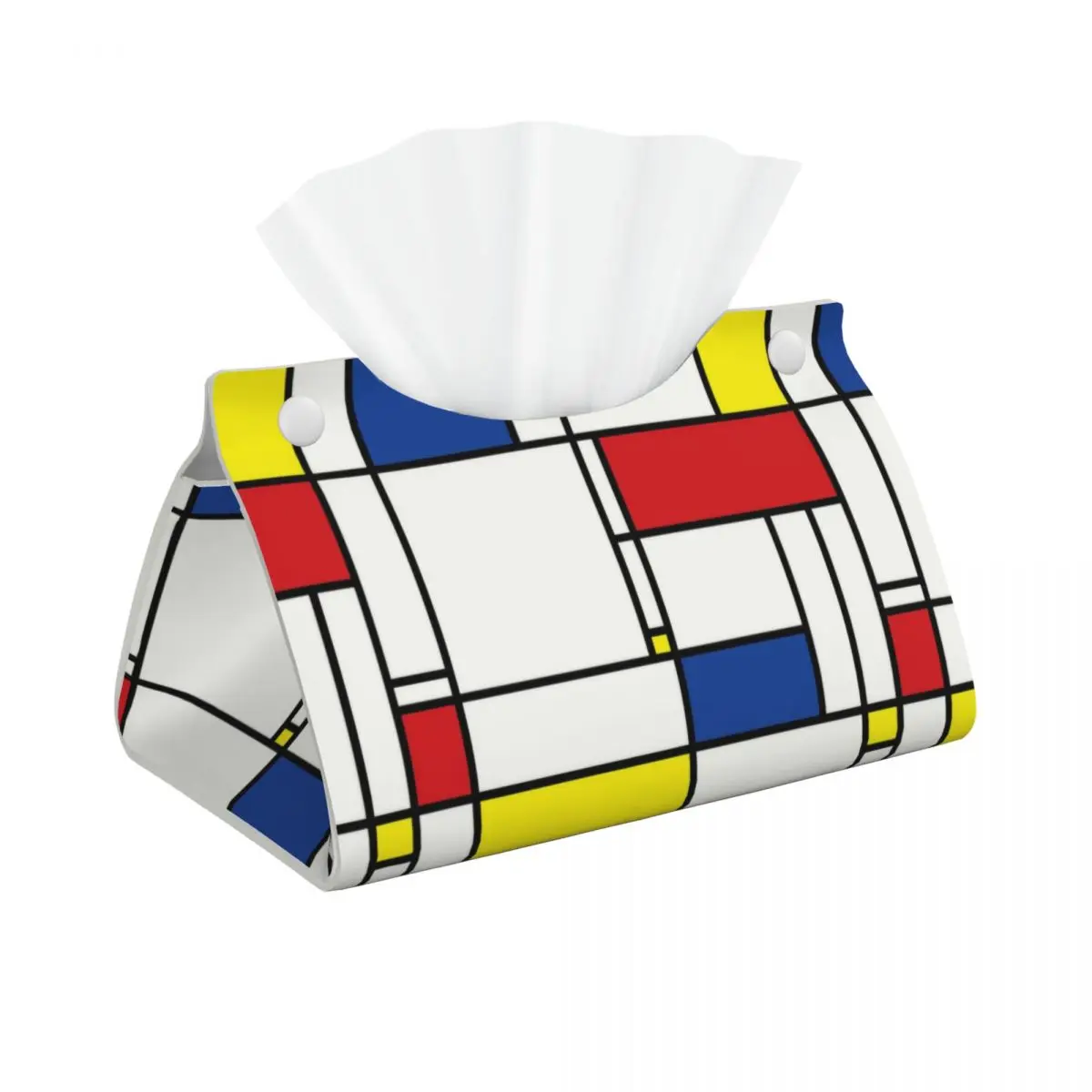 Custom Piet Mondrian Minimalist De Stijl Tissue Box Cover Rectangular PU Leather Modern Art Facial Tissues Holder for Home