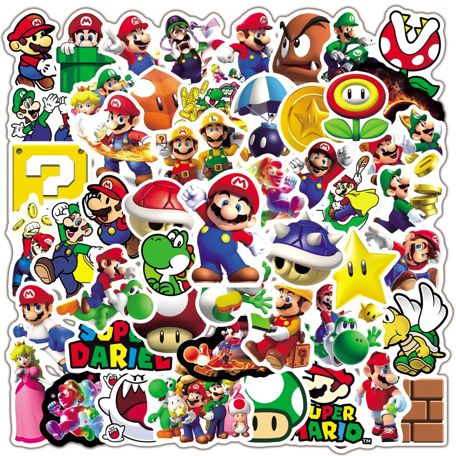 50/100Pcs Cartoon Super Mario Game Stickers Laptop Notebook Scrapbooking Fridge Phone Waterproof Decal Sticker Kids Toys