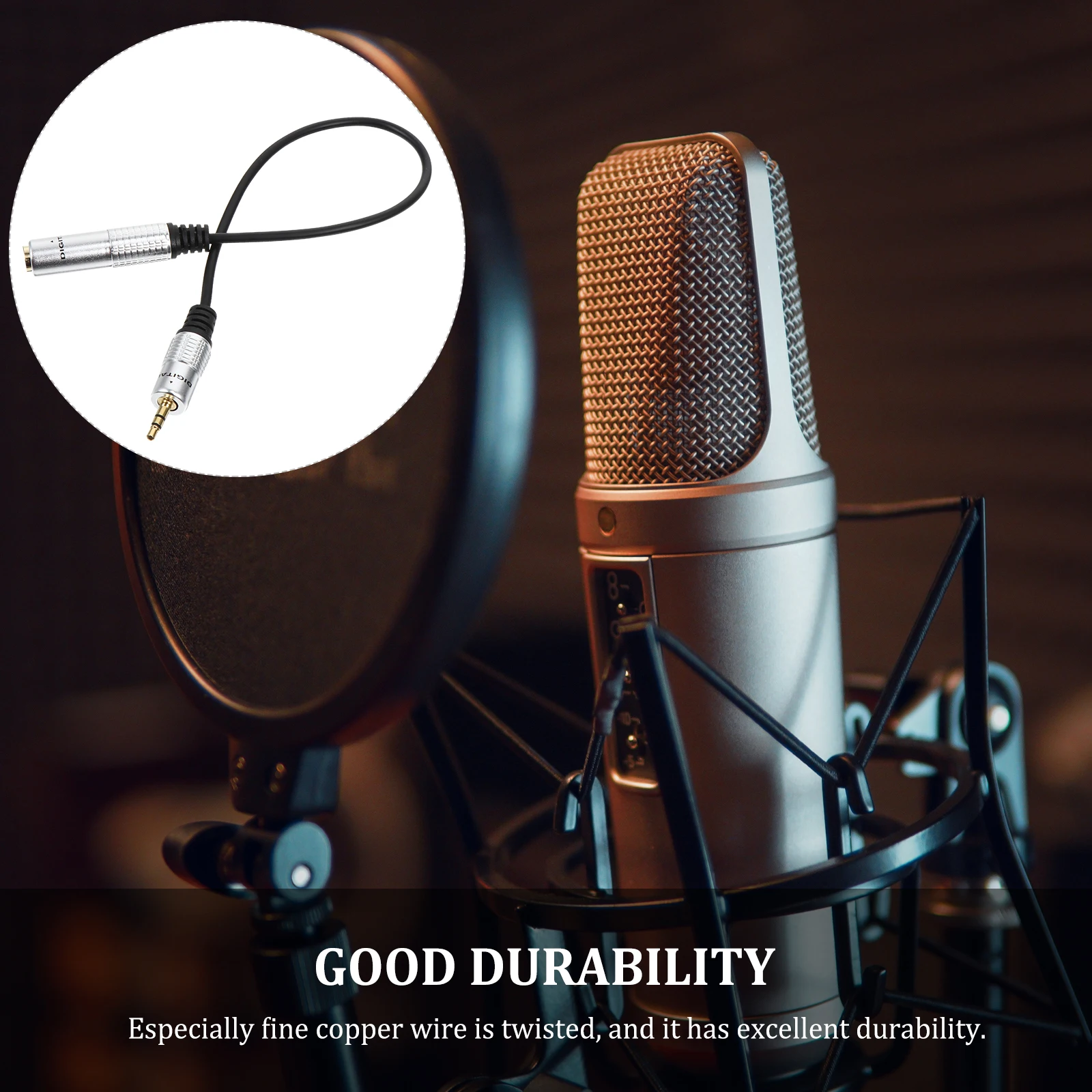 

3.5mm Male to 6.35mm Female Audio Adapter Cable High Quality Material Sound Transmission Anti Interference Long Service Life