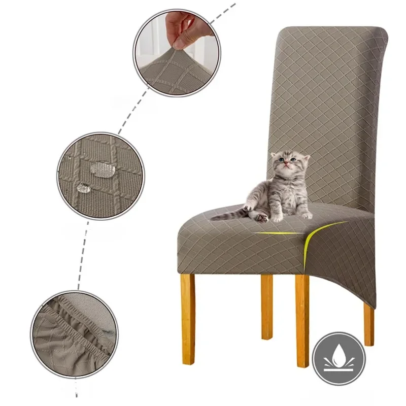 1/4/6pcs Diamond Grid Chair Covers Elastic Waterproof Universal Size Chair Slipcover For Dining Room Home Decor Banquet