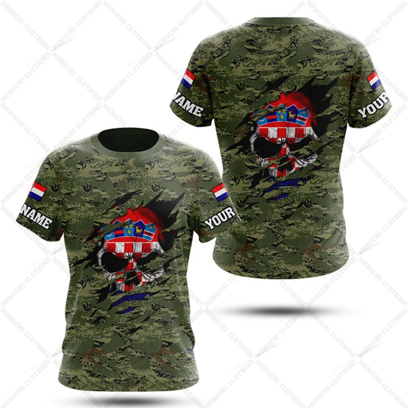 Custom Name Summer Casual Croatia Flag Camouflage Graphic T-shirts Cool Men's Fashion Jersey Loose Oversized Short Sleeve Tops