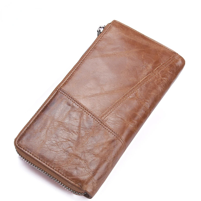 New Design genuine leather long men's luxury purse splicing multi-function handbag holographic Fashion cross-wallet High-quality