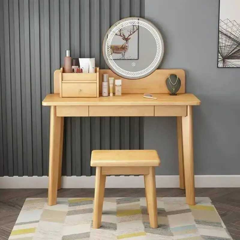 Penteadeira de lujo moderna de madera para niñas, mesa de maquillaje con taburete, mueble de consola para jardín, estilo Chep Beauty