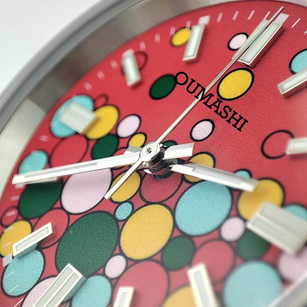 นาฬิกาผู้ชาย 39 มม.นาฬิกา NH35 นาฬิกากระจกแซฟไฟร์กันน้ำนาฬิกา CN ผลิต/NH35 การเคลื่อนไหวสายยาง