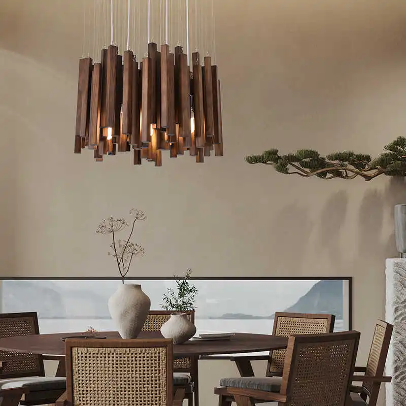 New design solid wood chandelier, creative lighting living room home dining room chandelier
