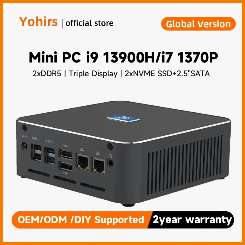 13th Gen Mini potente Computer i9 13900H i7 13800H Wifi6 2.5G TPM2.0 8K Gaming Desktop PC Windows11 Pro HD2.0 DP Type-C