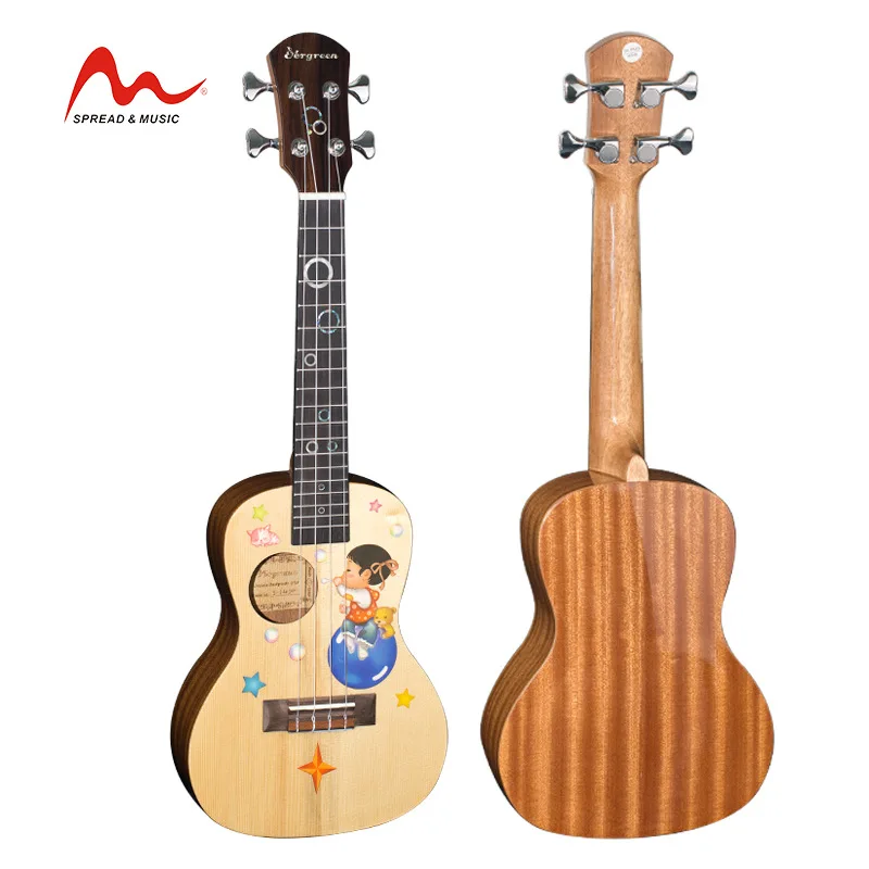 23 24 Inch Spruce Surface Single Sapphire Bright Shell Inlay, Ukulele Small Four-string Small Guitar Ukulele