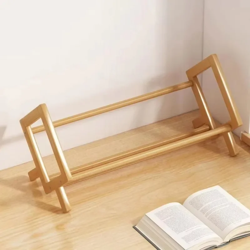 Quick Assembly Burr Free Bamboo Wood Desktop Book Display Shelf Space Saving Magazine Storage Rack for Student Use