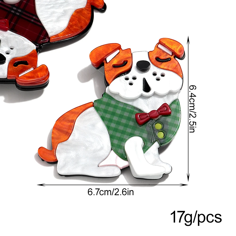 Mode Neue Acryl Schöne Tiere Hund Mit Fliege Große Broschen Niedlichen Cartoon Pet Abzeichen Pins für Frauen Unisex Schmuck 2026 Geschenke – Detail 1