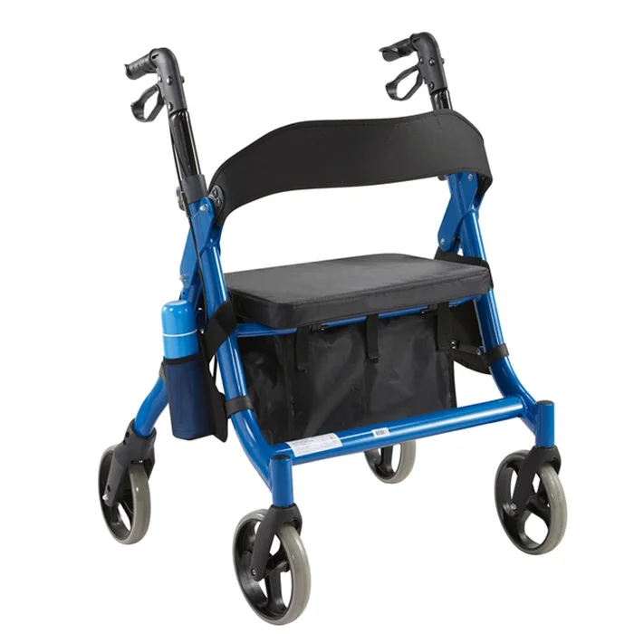 Factory direct selling aluminum folding portable rollator walker with seat for the elderly