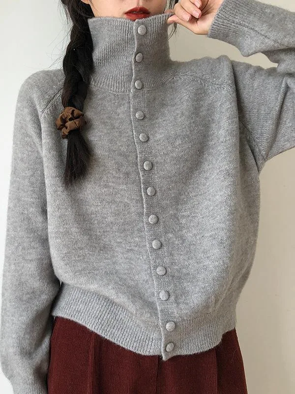 Cardigan women sweater 2026 new fashion High-neck knitted autumn/Winter retro high-end loose coat women's sweater clothing