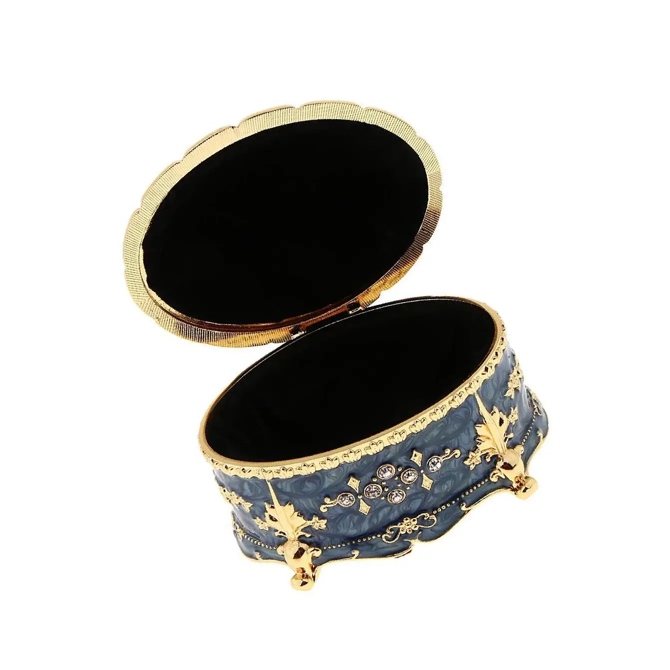 

Oval Metal Vintage Jewelry Box Gift Earrings Ring Storage Box