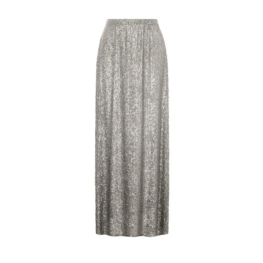 Shiny Sequins Long Skirt Elegant Sequin Maxi Skirt for Women High-waisted Shiny Street Style Skirt for Night Club Stage Shows