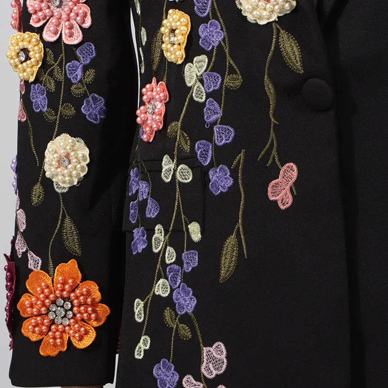 HKSH Herbst Neue Frauen Chic Blazer Gestickte Dreidimensionale Blume Einzigen Taste Slim Fit Elegante Stilvolle Casual Mantel HK9950