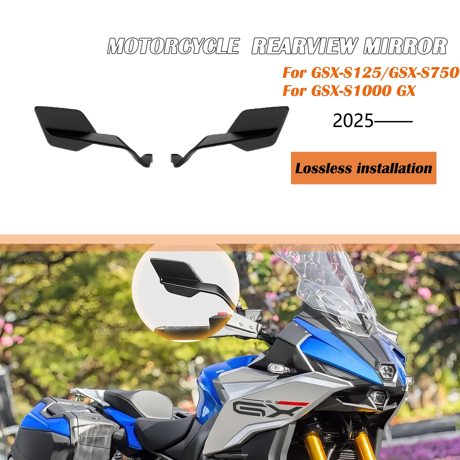 

Для GSX-S125 GSX-S750 GSX-S1000 GX 2025 зеркало бокового вида для мотоцикла, комплект зеркал заднего вида, невидимое зеркало заднего вида, спортивное крылышко