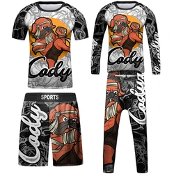 Kid Boxing MMA Jiu jitsu T-shirts+Pant Suit Bjj Rashguard Gi Kickboxing Boys Tee Children Muay Thai Shorts MMA Compression Shirt