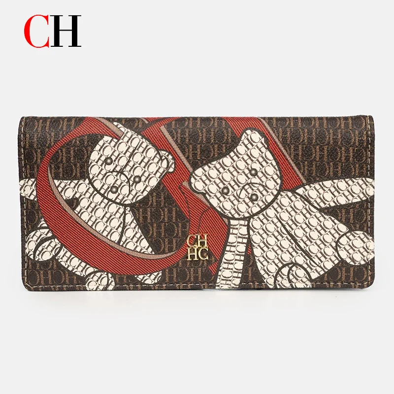 Carteira CH para Mulheres, Bolsa de Luxo com Monograma, Clutch Longa Elegante, Porta-Cartões, Bolsa para Uso Diário, Escritório, Compras, Presente