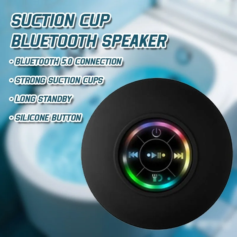 Bathroom IPX4 Waterproof Wireless Colorful LED Light Bluetooth Speaker Suction Cup Mini Portable Speaker Outdoor Stereo Speaker