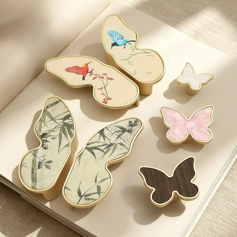 Creative Butterfly Cabinet Door Handle Personalized Bedside Table Entrance Cabinet Drawer Wine Cabinet Wardrobe Cute Handle