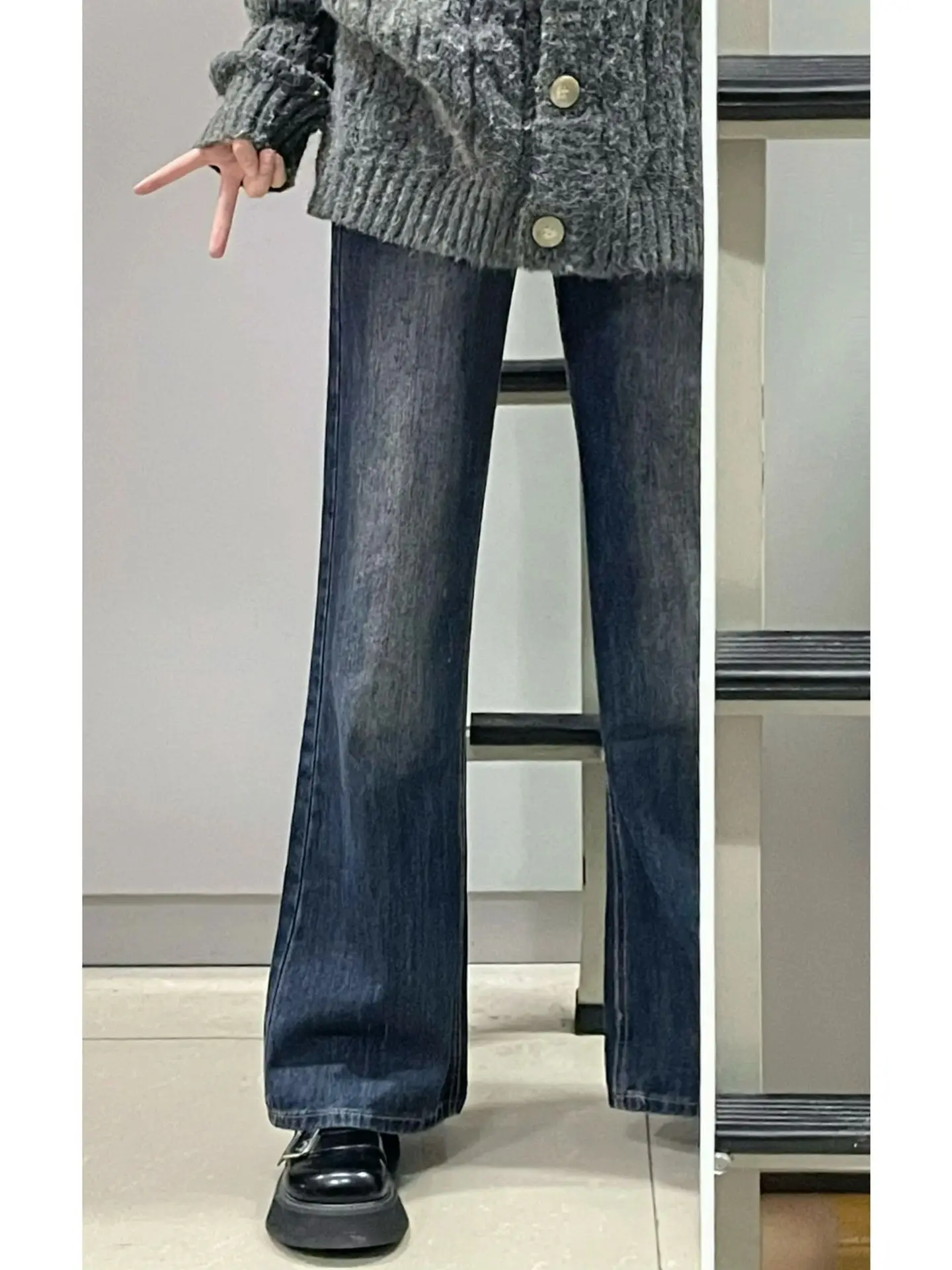 

Широкие джинсы с высокой талией, женские джинсовые брюки-клеш, большие размеры, винтажные выцветшие свободные брюки длиной до пола, осеннее новое поступление