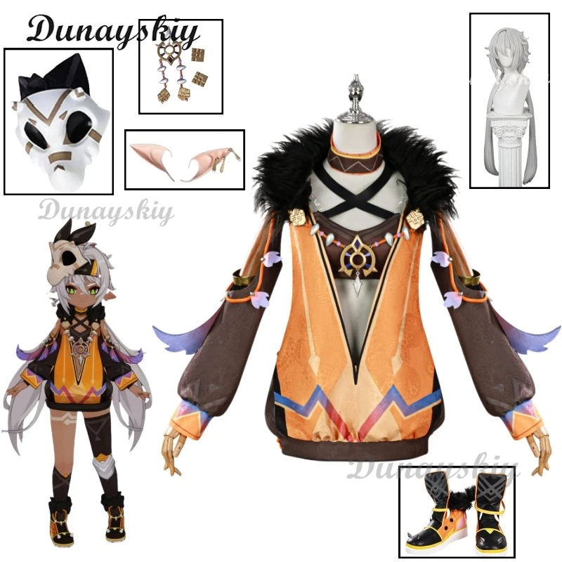 

Game Impact Natlan Iansan Cosplay Costume Wig Hair for Women Party Outfits Xilonen Cosplay Shoes Role Play Costumes Customized