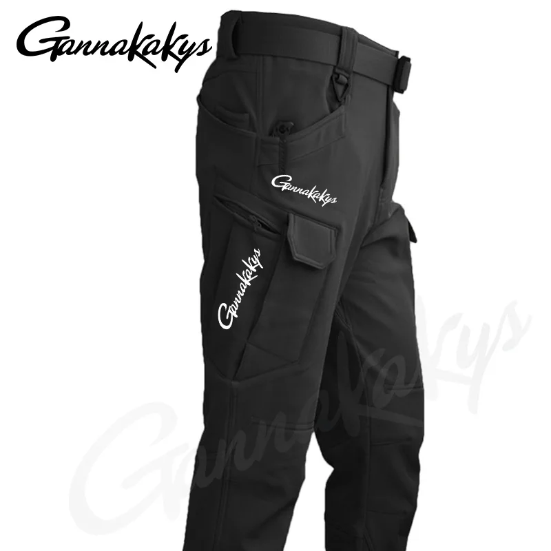 2024 Autumn and Winter Sports Fishing Pants with Velvet Tactical Waterproof Pants Fishing Hiking Camping Work Pants