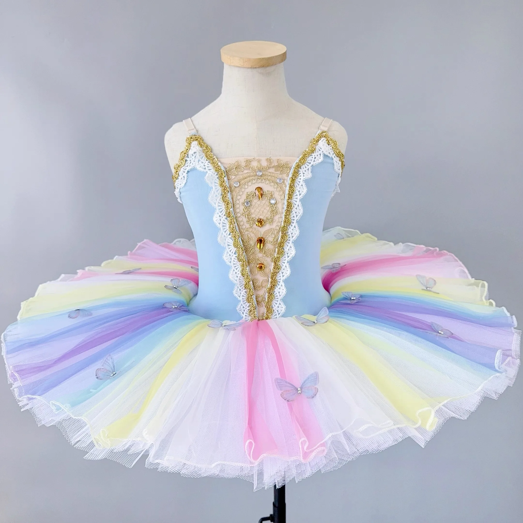 

Профессиональное балетное Радужное блюдо, блинная пачка, праздничное платье балерины для взрослых, женщин и детей, балетный танцевальный костюм