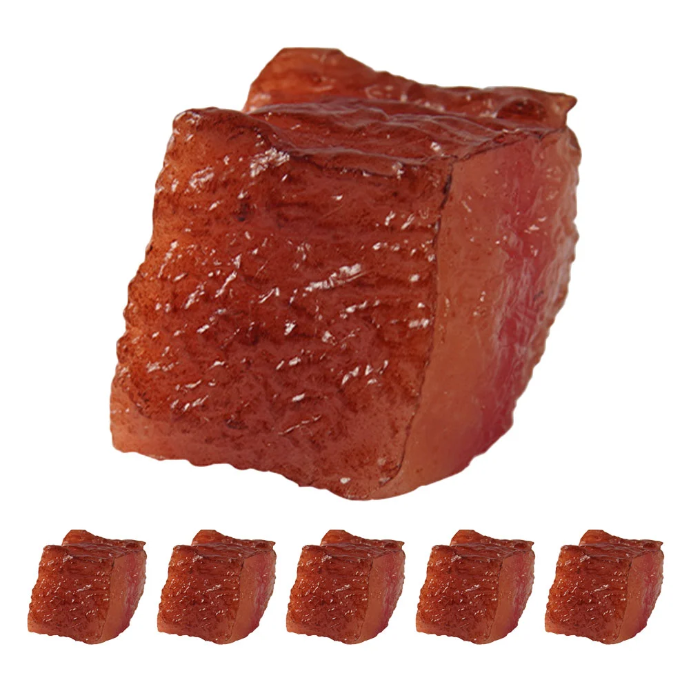 6 Pcs Simulated Beef Nuggets Photography Meat Model Fake Cooked Imitation Teaching Aids Decoration Kitchen Pvc Block