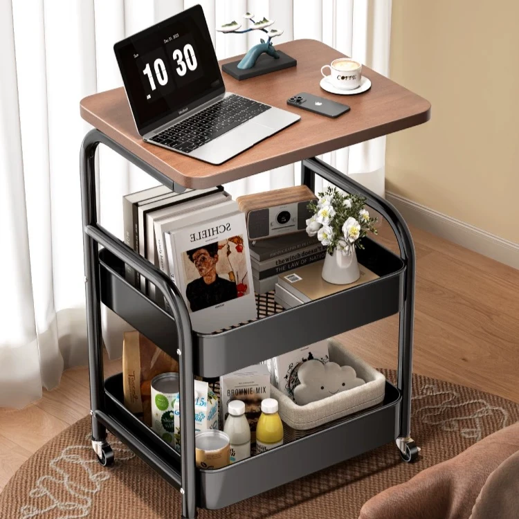 Vintage Movable Storage Cart, Multi-purpose Organizer Rack, Bedside Table, Sofa Side End Table & Snack Holder For Living Room
