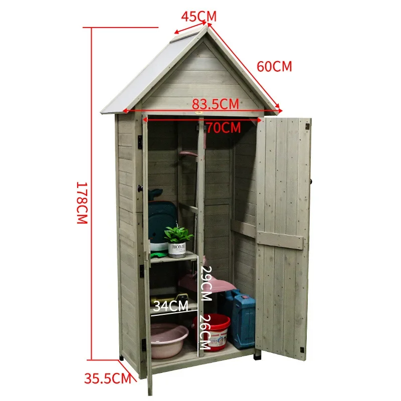 DSA outdoor solid wood locker courtyard garden sundries storage wooden box waterproof sunscreen tool room multi-functional