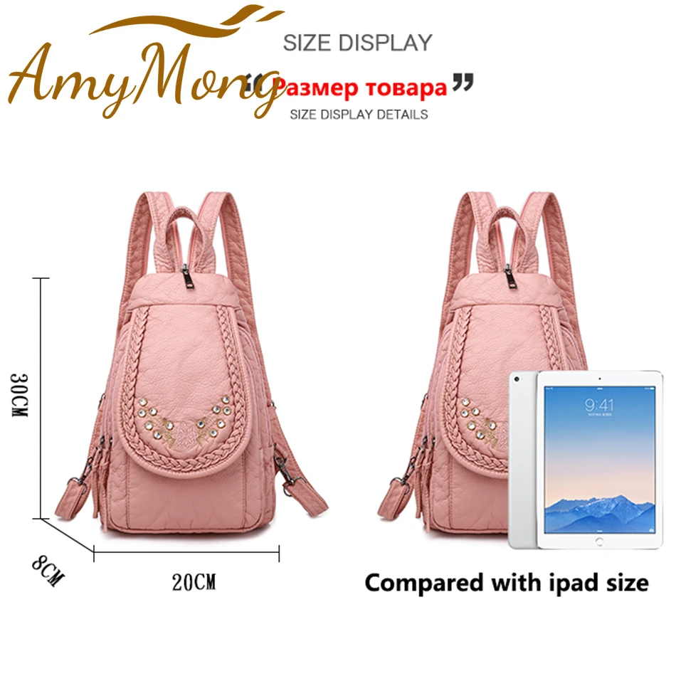 3 In 1 Summer Ladies Lovely Cat Backpack Purse Washed Soft Leather Bagpack for School Teenagers Girls Small Shoulder Sling Bag